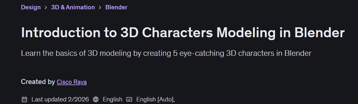 Pictures · Udemy — Introduction to 3D Characters Modeling in Blender 2026-2