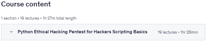 कोर्स के विषय · Python Ethical Hacking Pentest for Hackers स्क्रिप्टिंग बुनियादी बातें 2025-11