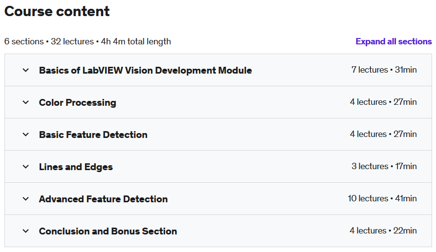 Course topics · Learn Computer Vision and Image Processing in LabVIEW 2018-12