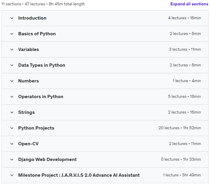 Course topics · Udemy — Python Pro : The Complete Python Bootcamp for Noobs [ 2023 ] 2022-6