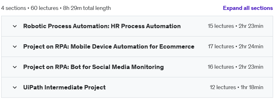 Course topics · Robotic Process Automation (RPA): Automating HR | E-commerce 2024-10
