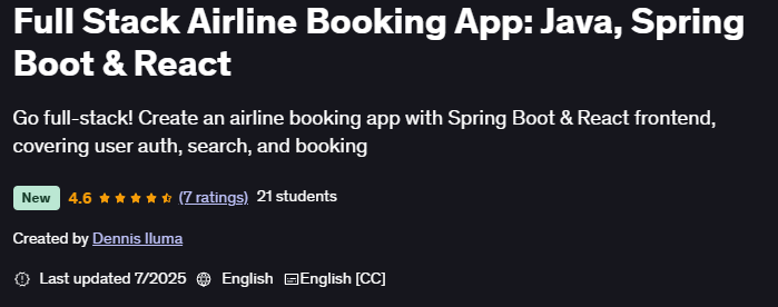 Imágenes · Full Stack Airline Booking App: Java, Primavera Boot & React 2025-7