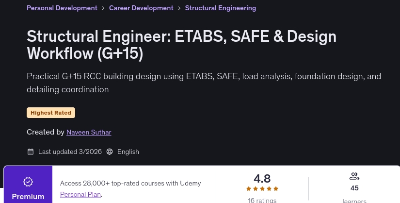 Images · Ingénieur structurel : ETABS, SAFE & Design Workflow (G+)15) 2026-3