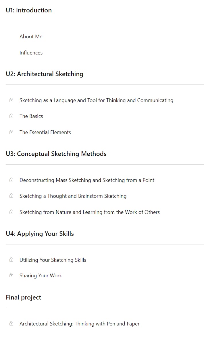 Course topics · Architectural Sketching: Thinking with Pen and Paper 2023-2