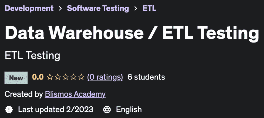 Pictures · Udemy — Data Warehouse / ETL Testing 2023-2