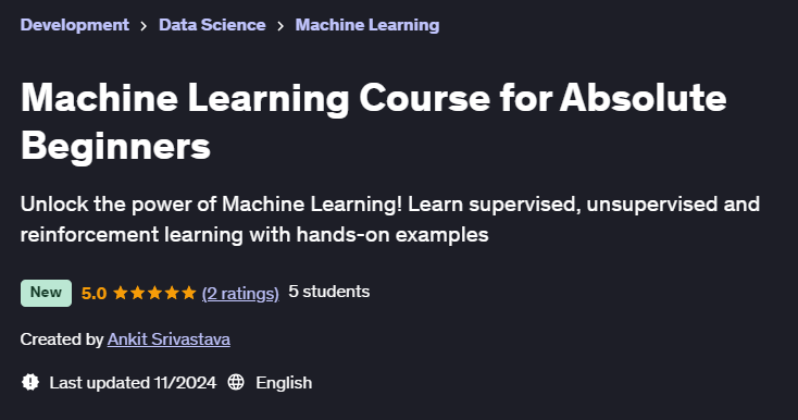 Pictures · Machine Learning Course for Absolute Beginners 2024-10