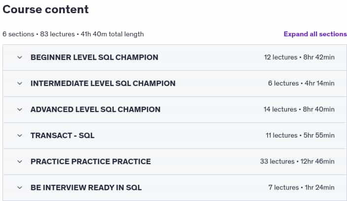 Course topics · BECOME SQL CHAMPION 2025-5