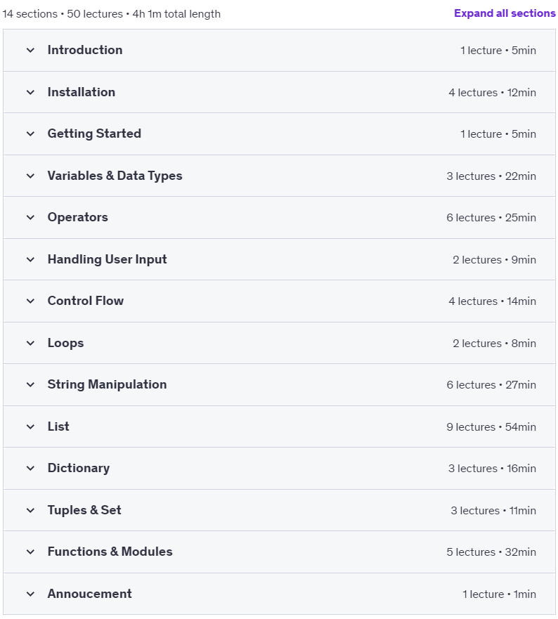 Course topics · Udemy — Python Programming Mastery: From Beginner to Pro 2025-1