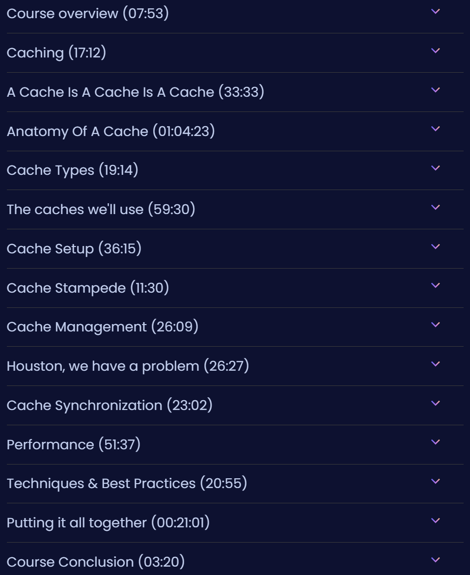 Course topics · Dometrain — Getting Started: Caching in .NET 2025-9