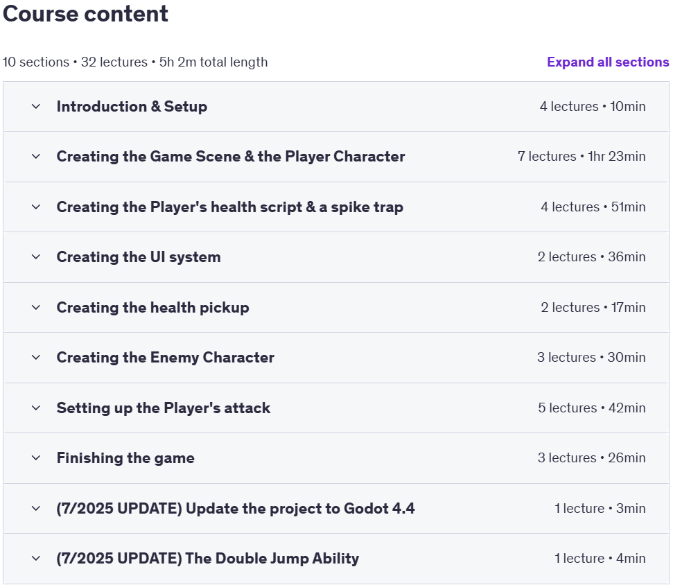 Course topics · Udemy — Make a 2.5D Game with Godot 4 (2025 UPDATED with Godot 4.4) 2025-7