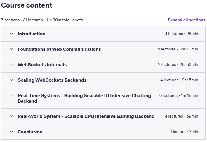 Course topics · Scalable Real-Time Backends with WebSockets 2025-8