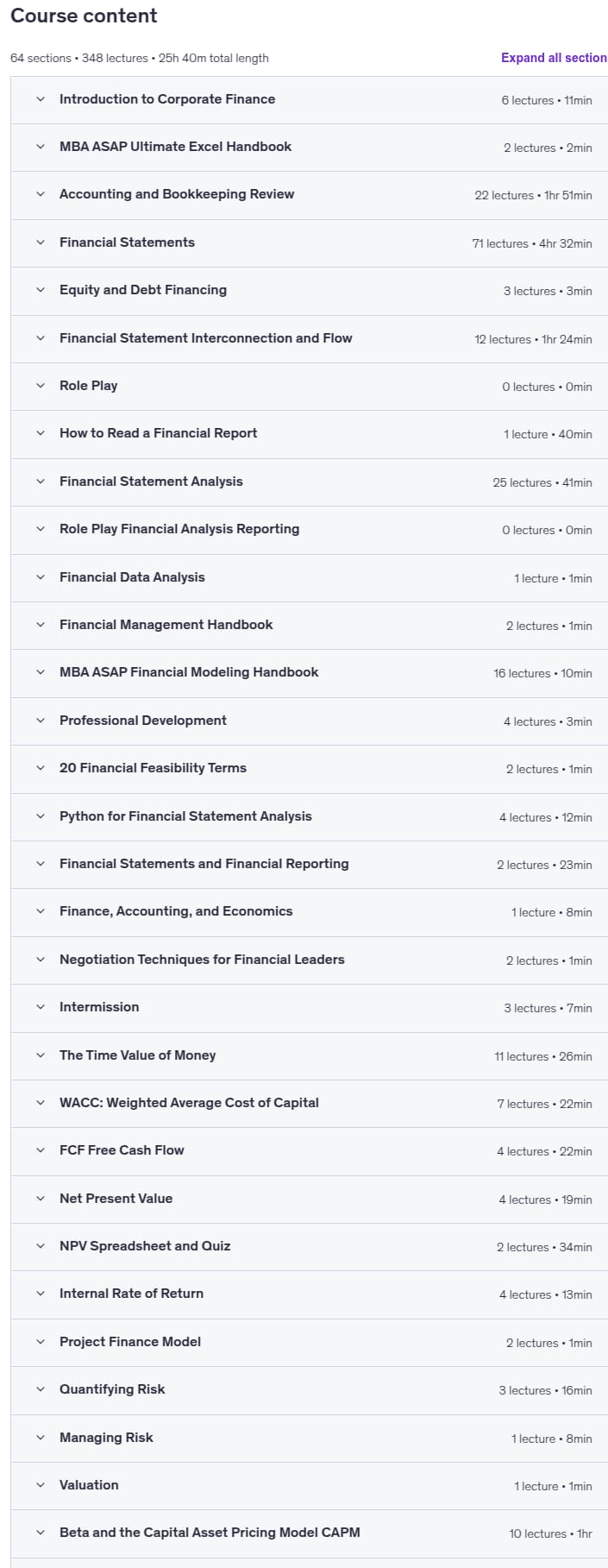 课程主题 · MBA ASAP 职业成功的企业金融基础 2025-11