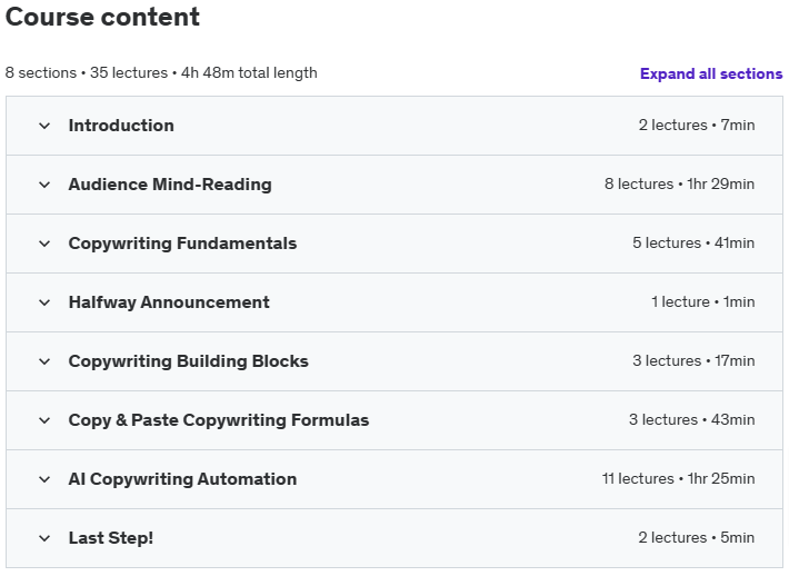 Course topics · Udemy — AI Copywriting Secrets: Work Less & Earn More With ChatGPT 2023-9
