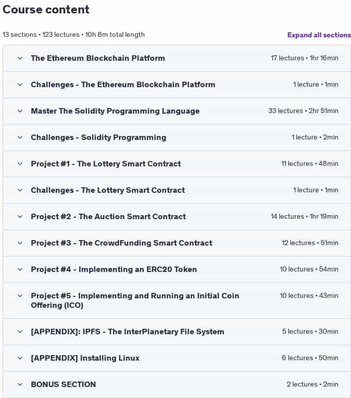 Course topics · Master Ethereum & Solidity Programming From Scratch 2025-6