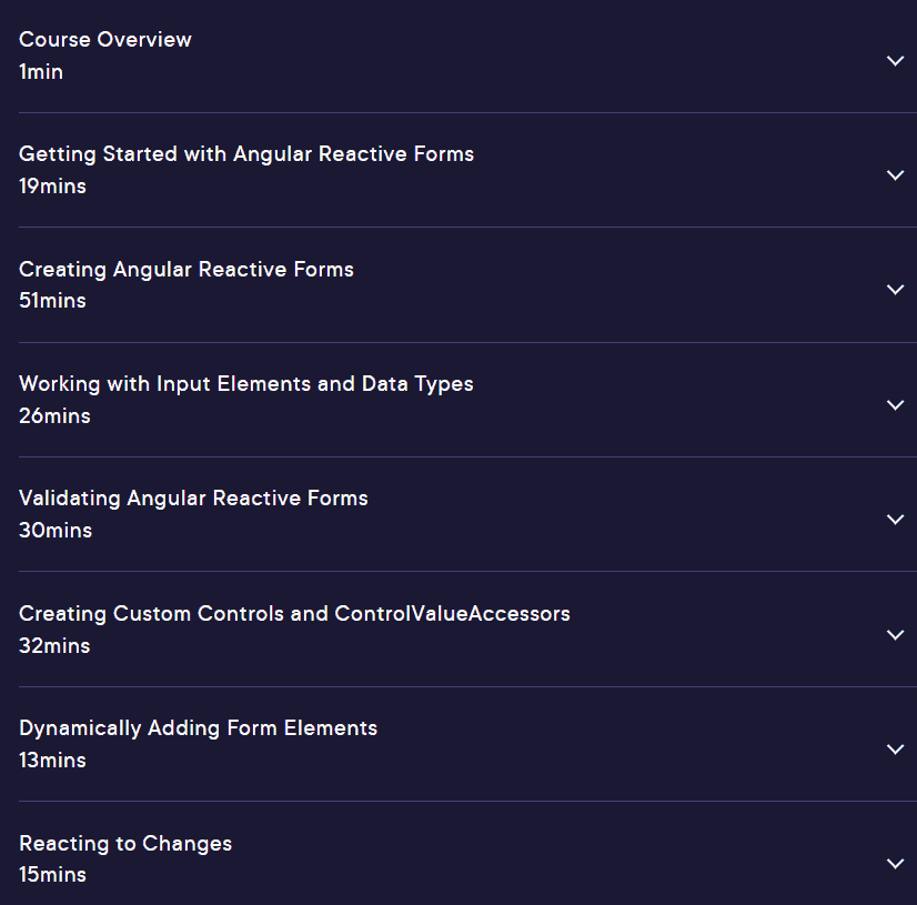 Course topics · Angular Reactive Forms 2023-10