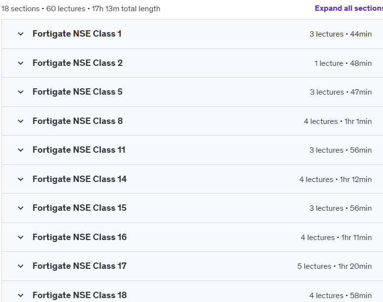 Course topics · Fortigate NSE4 Indepth + Lab Demonstration | NetworkJourney 2023-5