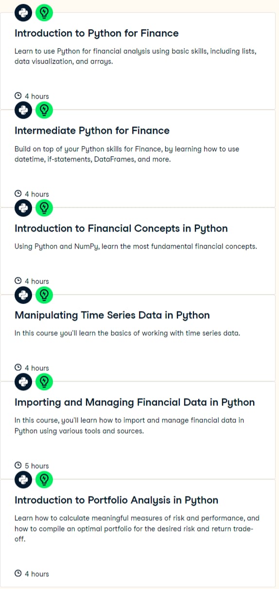 Course topics · Finance Fundamentals in Python 2024-8