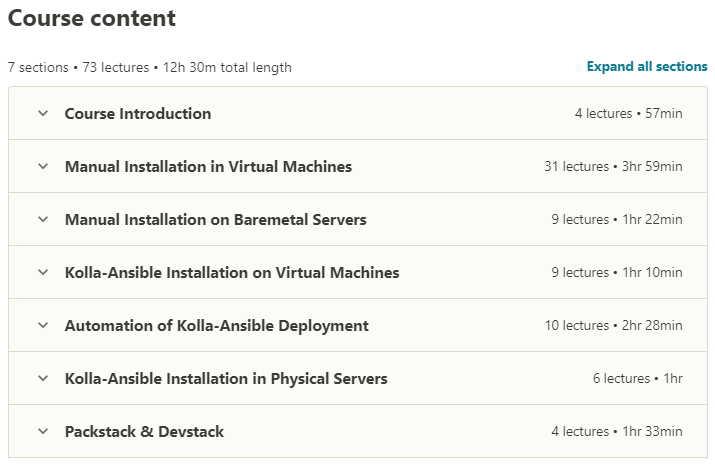 Course topics · Udemy — OpenStack Installation and Deployment 2018-8