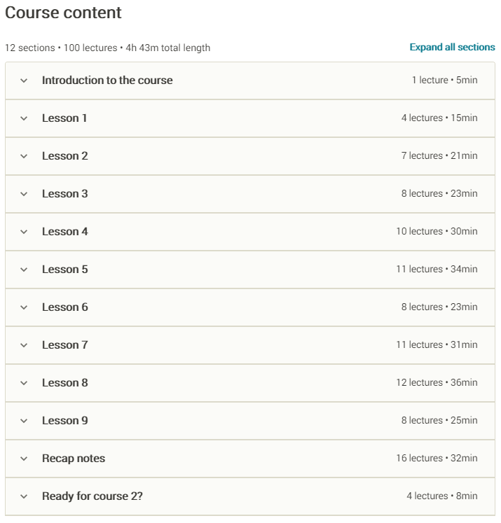 Course topics · Udemy — 3 Minute German – Course 1-2-3-4-5-6-7 | Language lessons for beginners 2024-7