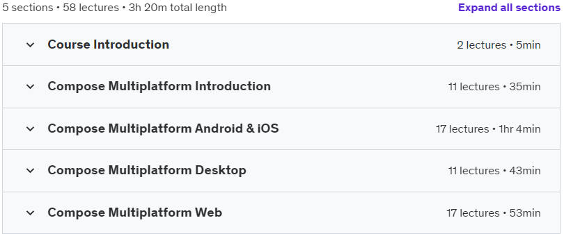 Course topics · Udemy — Full-stack Compose Kotlin Multiplatform Masterclass – KMP 2024-5