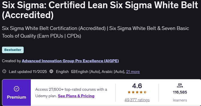 Imágenes · Seis Sigma: Certified Lean Six Sigma White Belt (Accredido) 2025-11