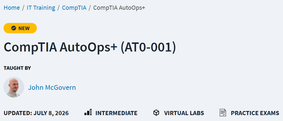चित्र · सीबीआई - CompTIA ऑटो ओप्स + (AT0-001) 2026-7