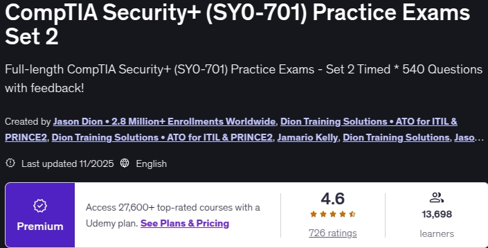 تصاویر · CompTIA Security+ (تصویر کے لئے)701(→ روابط ترمیم) امتحان سیٹ 2 2025-11
