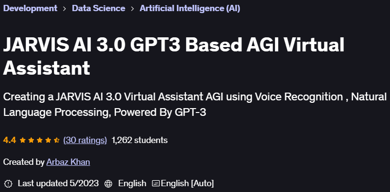 Pictures · Udemy — JARVIS AI 3.0 GPT3 Based AGI Virtual Assistant 2023-5
