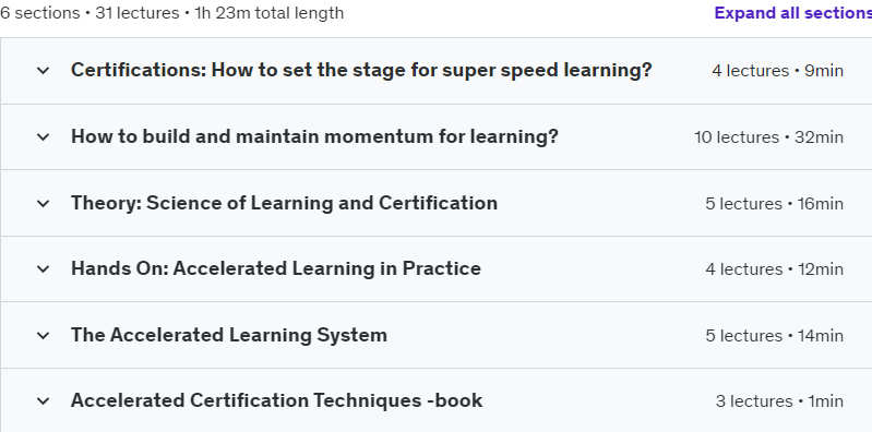 Course topics · Udemy — Accelerated Learning: Study Skills for Success: IT industry 2024-3