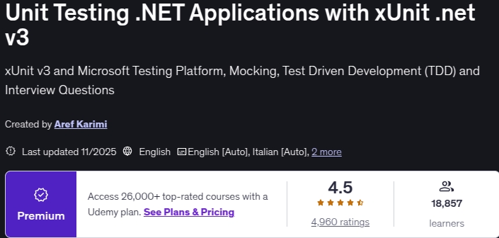 Imágenes · Unidad de prueba .NET Aplicaciones con xUnit .NET V3 2025-11