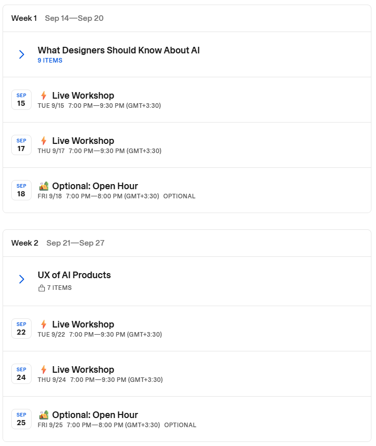 Course topics · Maven — Design Patterns For AI Products In 2026 2026-4