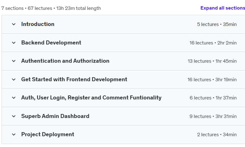 Course topics · Udemy — Build a Full-Stack MERN Blog Website with Admin Dashboard 2024-8