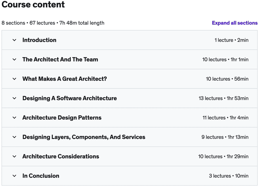Course topics · How To Become An Outstanding Solution Architect 2021-11