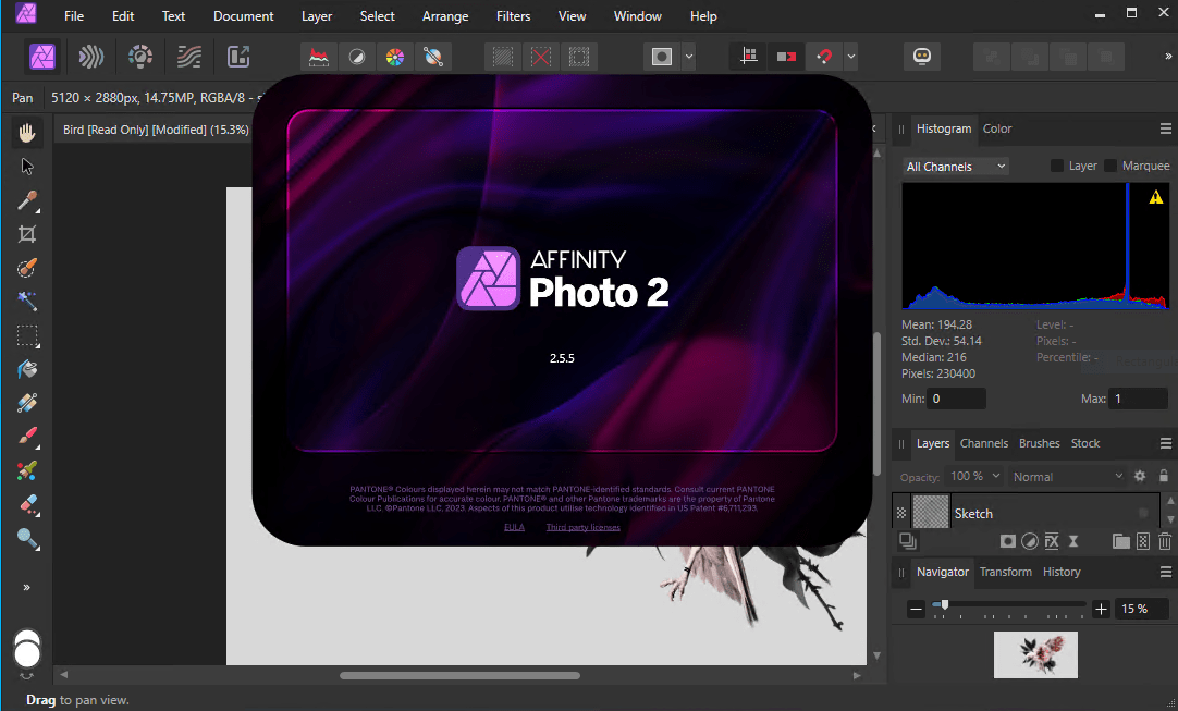 Imágenes · Fotografía de Affinity 2.6.5.3782 Windows/macOS