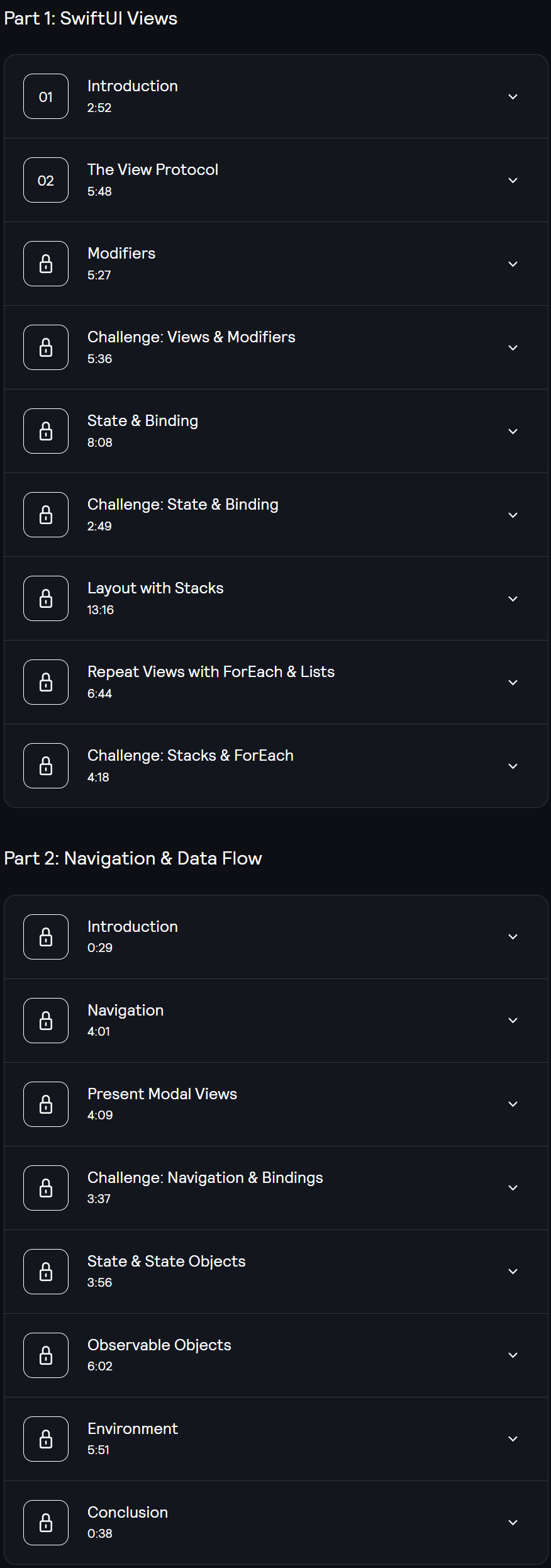 Course topics · Kodeco — SwiftUI Fundamentals 2020-12