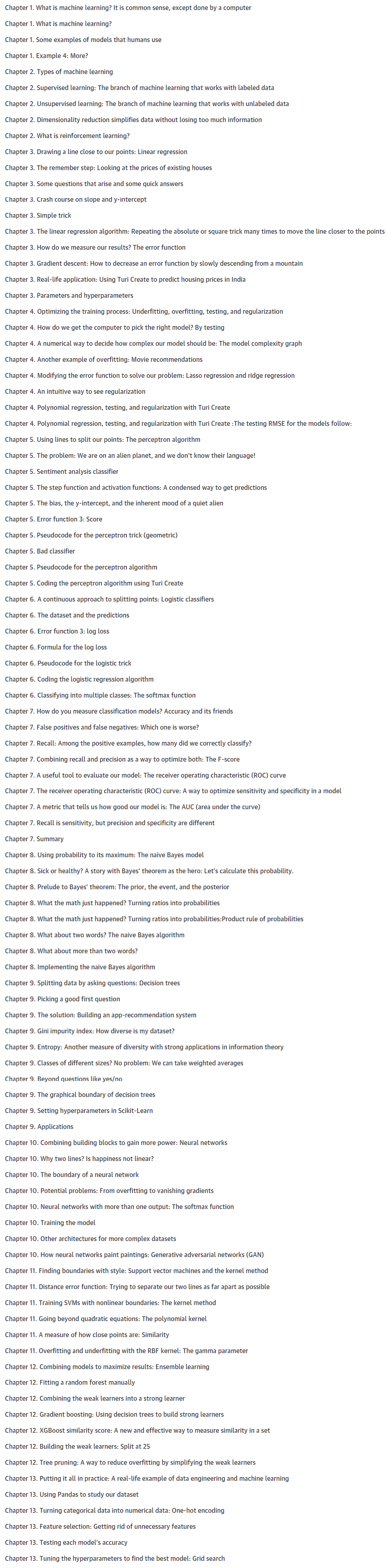 Course topics · Oreilly — Grokking Machine Learning, video edition 2021-12