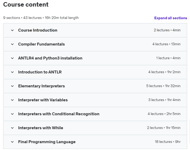 Course topics · ANTLR Programming Masterclass with Python 2022-12