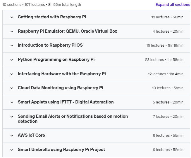 Course topics · The Ultimate Guide to IoT with Raspberry Pi and Python -2023 2023-9