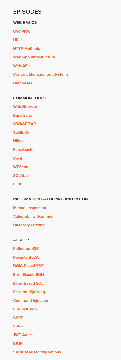 Course topics · ITProTV – Hands-On Web App Pentesting 2022-5
