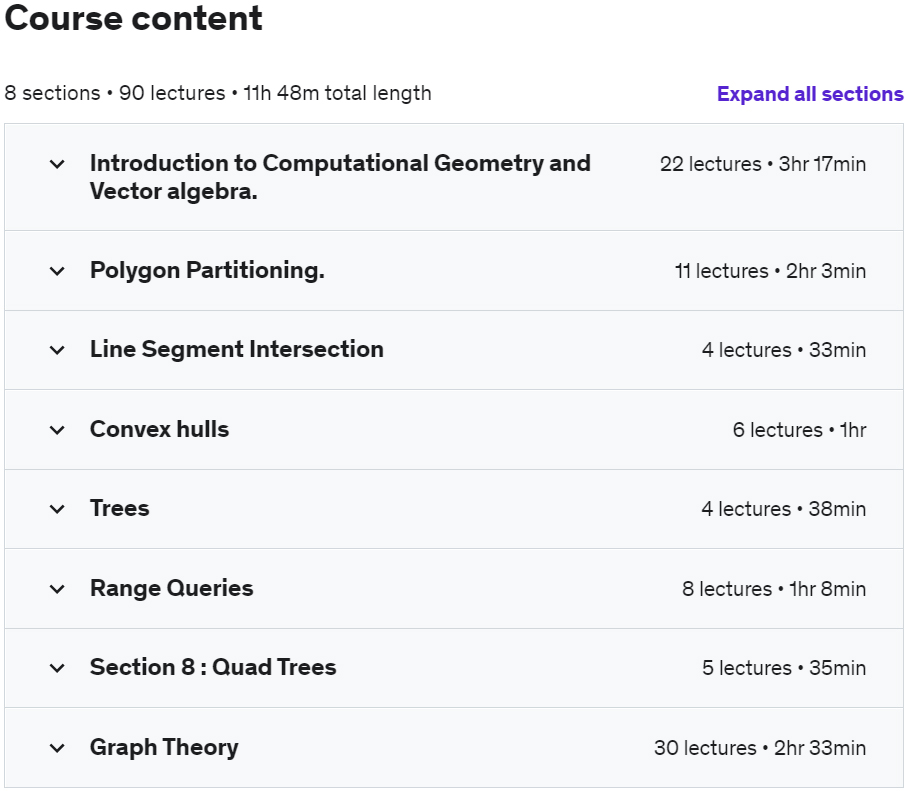 Course topics · Udemy — Mastering Computational Geometry Algorithms with C++ 2021-12