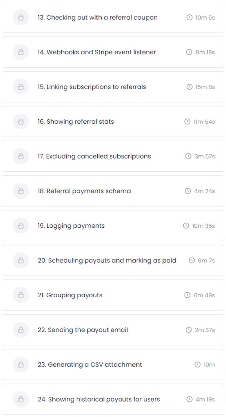 Course topics · Code Course — Build a Referral System with Laravel 2024-1