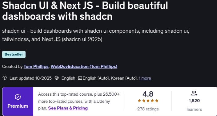 Pictures · Shadcn UI & Next JS – Build beautiful dashboards with shadcn 2025-10