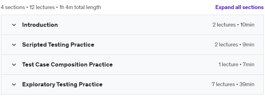 Course topics · Udemy — Solving Testing Challenges for QA practice 2024-6