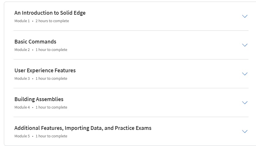 Course topics · Coursera — Introduction to Solid Edge 2024-3