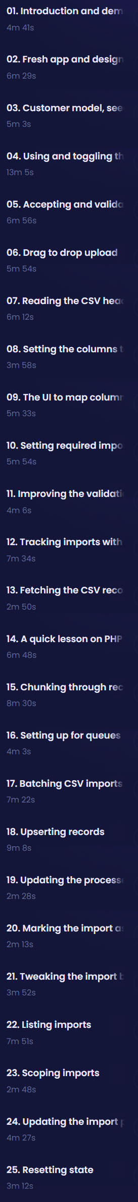 Course topics · CodeCourse – Build a Livewire CSV Importer 2022-8