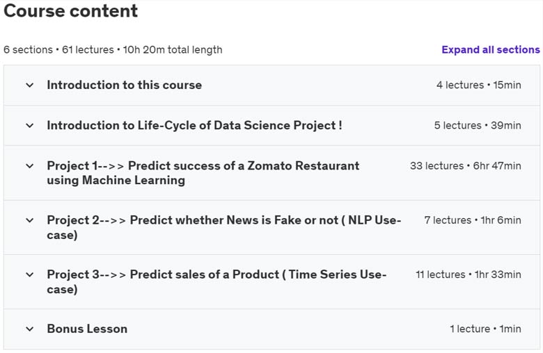 Course topics · Udemy — Data Science Real-World Case Studies – Hands On Python 2022-11