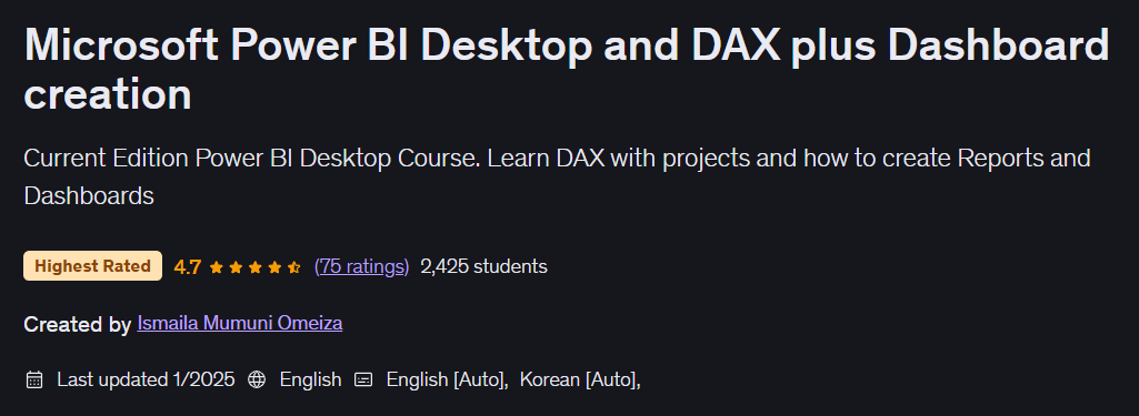 이미지 · 마이크로소프트 Power BI 데스크톱 및 DAX 플러스 Dashboard 만들기 2025-1