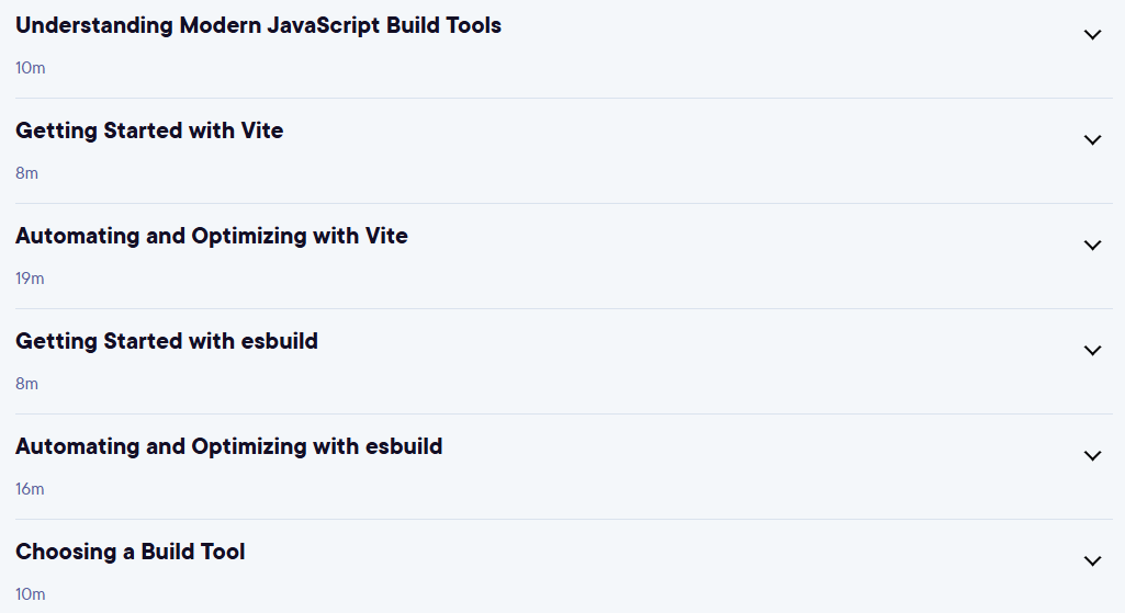 Course topics · Modern JavaScript Build Tools 2025-7