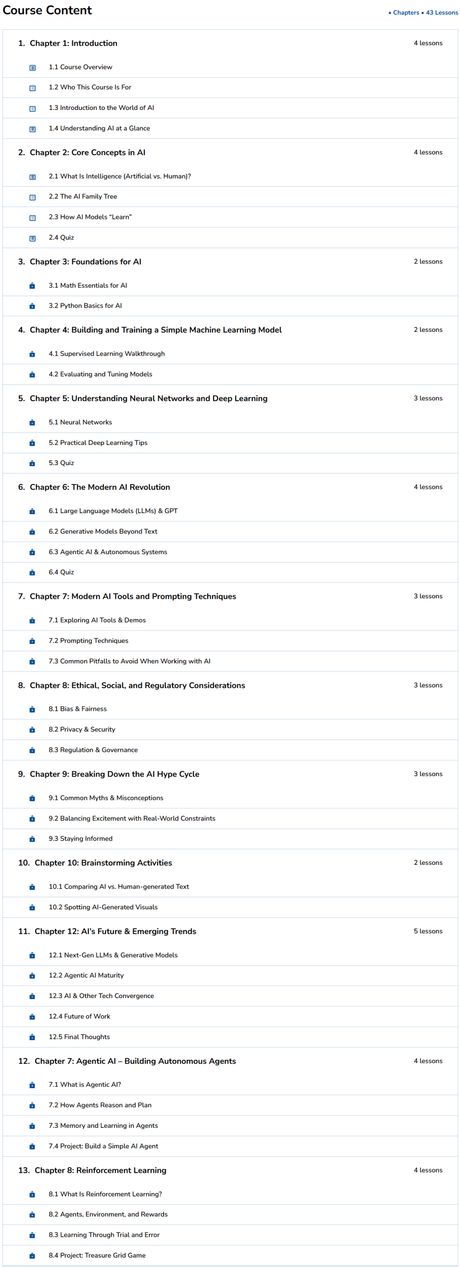 Course topics · DesignGurus — Grokking Modern AI Fundamentals 2025-10