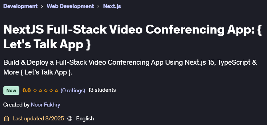 Pictures · Udemy — NextJS Full-Stack Video Conferencing App: { Let’s Talk App } 2025-3